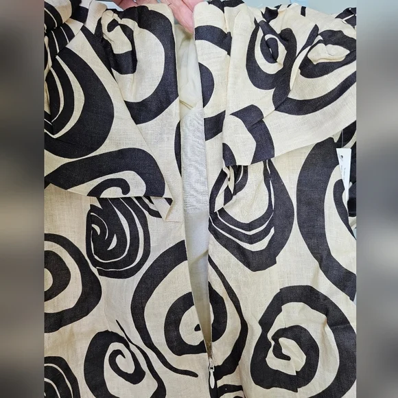 The Wolf Gang Mirador Linen Mini Dress, Vintage Black & Ivory Pattern, XS - Picture 8 of 14
